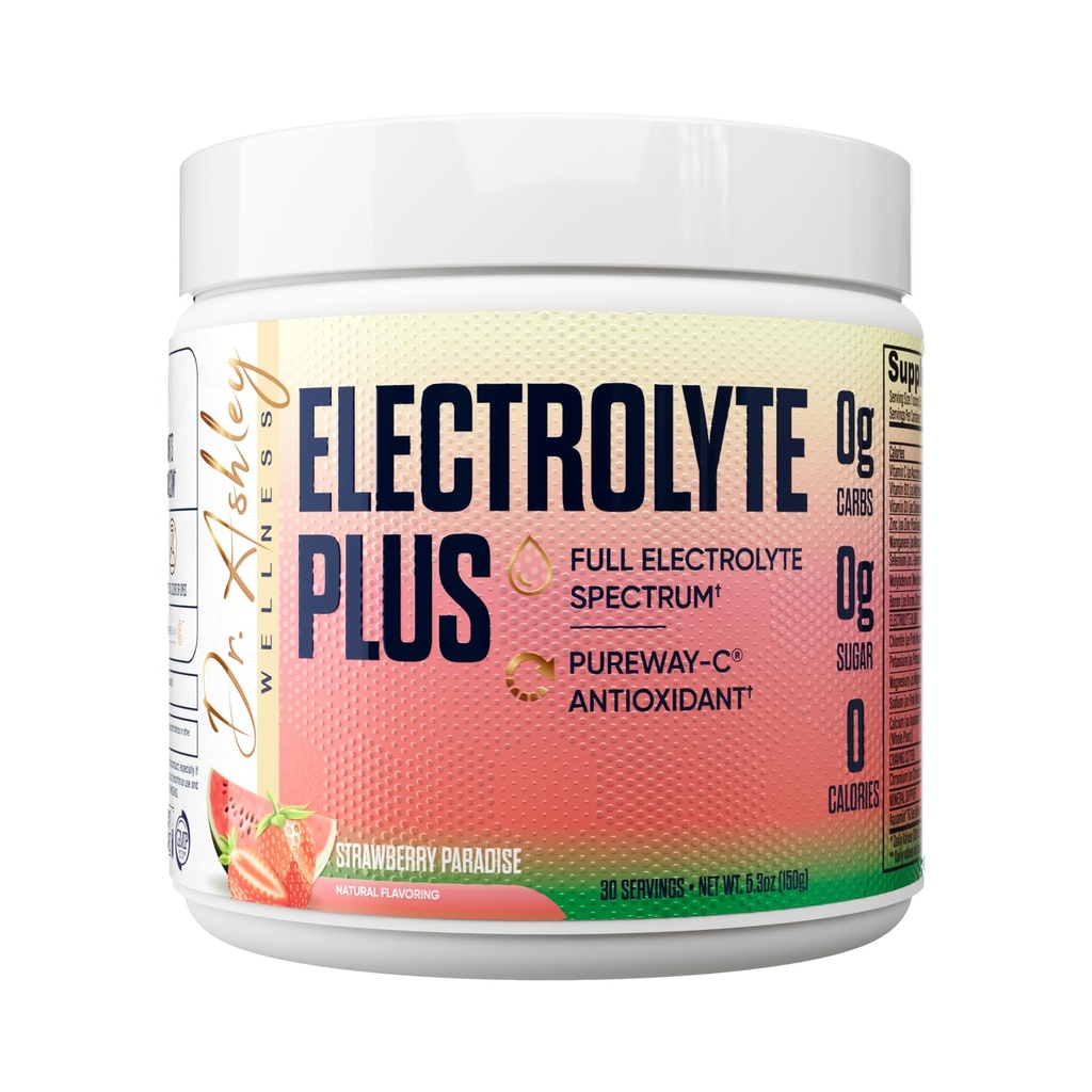 Electrolyte Plus Powder Drink Mix | Full Spectrum Electrolytes with Trace Minerals for Max Hydration | Zero Sugar | 30 Servings (30 Serving, Strawberry Paradise)