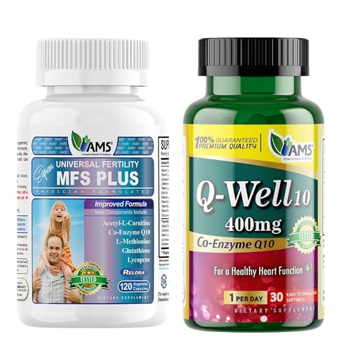 America Medic & Science Men’s Fertility Support Bundle – MFS Plus (120 Capsules) + Q-Well-10 CoQ10 400mg (30 Softgels), Sperm Count, Motility, Antioxidant & Reproductive Health Support