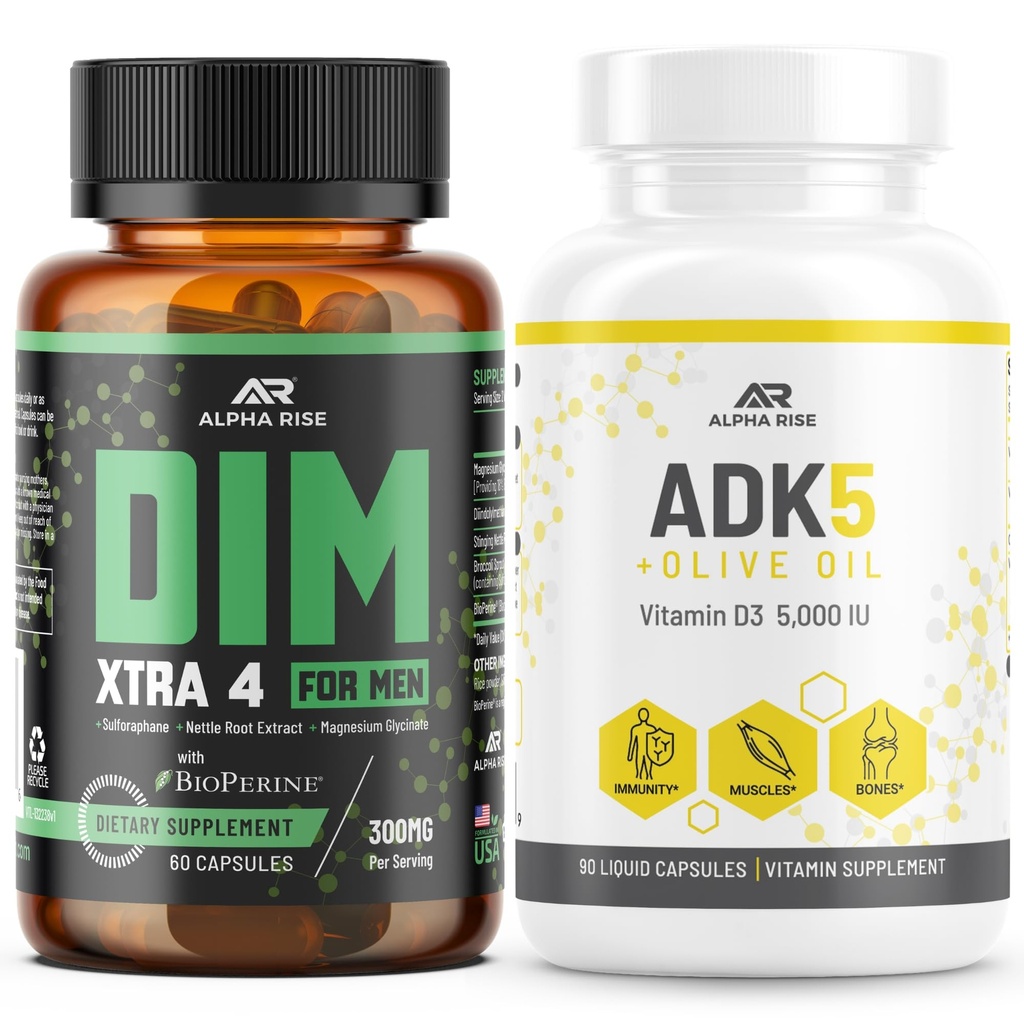 DIM Xtra 4 Supplemnent for Men + ADK 5 Vitamin Supplement