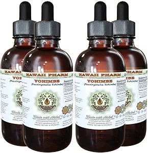 Hawaii Pharm Yohimbe Alcoholvrije Liquid Extract, Yohimbe Liquid (Pausinystalia Yohimbe) Gedroogde Bark Glycerite Natural Herbal Supplement, USA 4x4 fl.oz