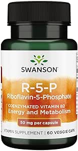 Swanson R-5-P (Riboflavine-5-phosphaat) - Vitamine B2-supplement ter bevordering van energie, stofwisseling en gezondheid van het zicht - Natural Wellness Formula - (60 capsules)