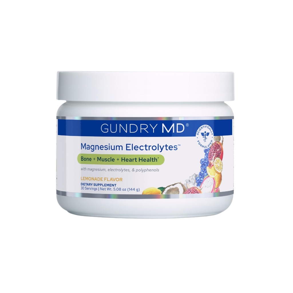 Gundry MD Magnesium Electrolytes - Marine-Sourced Magnesium & Key Electrolytes for Easy Absorption, Supporting Hydration & Restorative Sleep by Dr. Gundry - Lemonade Flavor Powder (30 Servings)