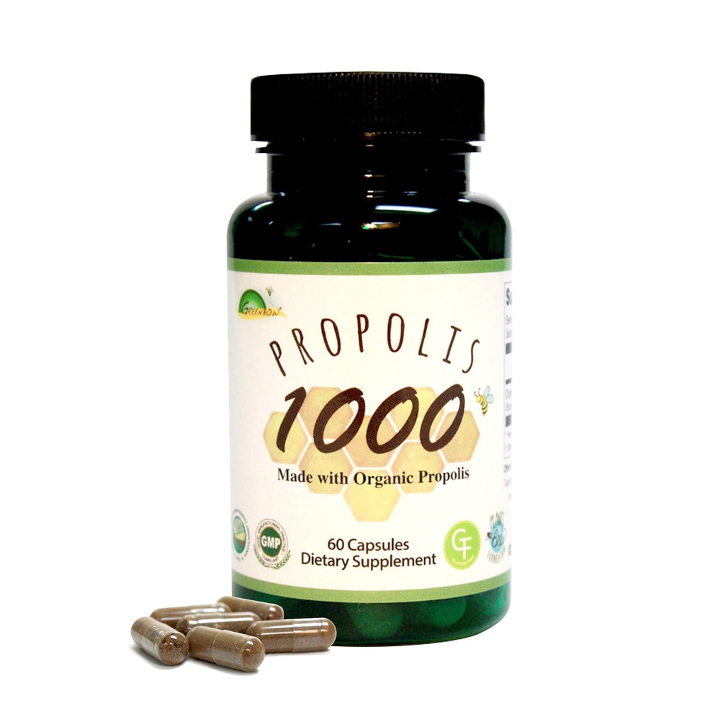 GREENBOW Propolis 1000mg NonGMO Gemaakt met Biologische Propolis 60 Capsules VEGAN CAPSULES