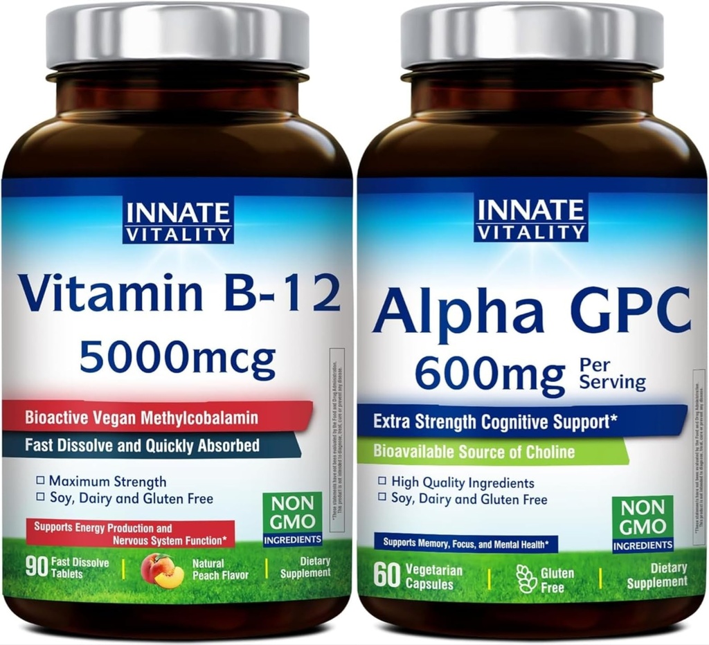 Innate Vitality Vitamin B12 5000mcg and Alpha GPC 600mg