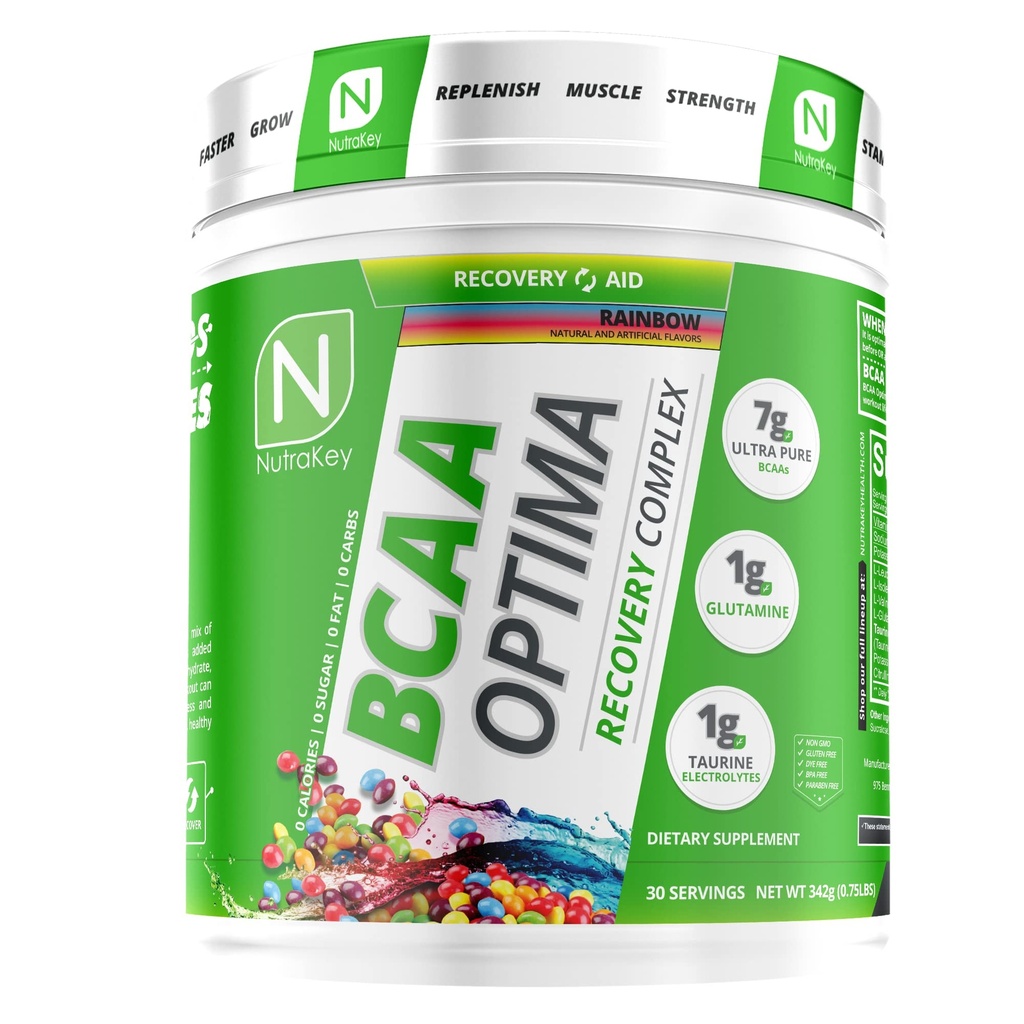 NutraKey BCAA Optima Post Workout Recovery Complex, Geen suiker, Geen Carb, Herstelhulp, Regenboog