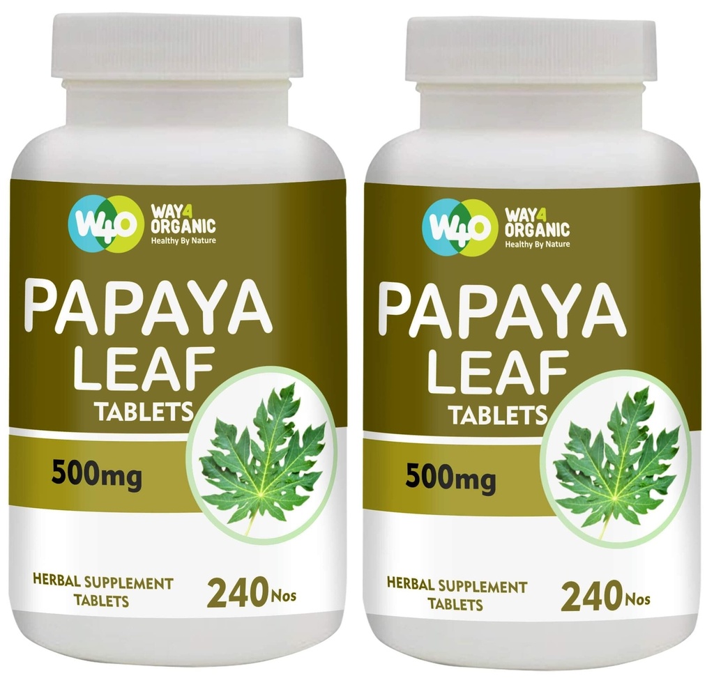 Papaya Leaf Extract Capsules (Tablets) - 500 mg 240 Pills, Supports Immunity & Digestion - 120 Days Supply