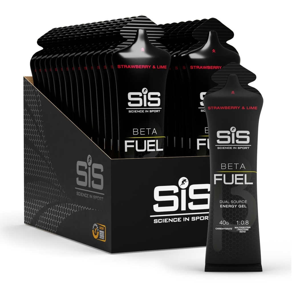 Science in Sport BETA Fuel Gel - Dual-Source Energy Gel - Isotonic Gel - Fast-Absorbing Carbohydrate Energy - Sports Nutrition - Easy on Stomach - Portable - Strawberry & Lime Flavor - 30-Pack