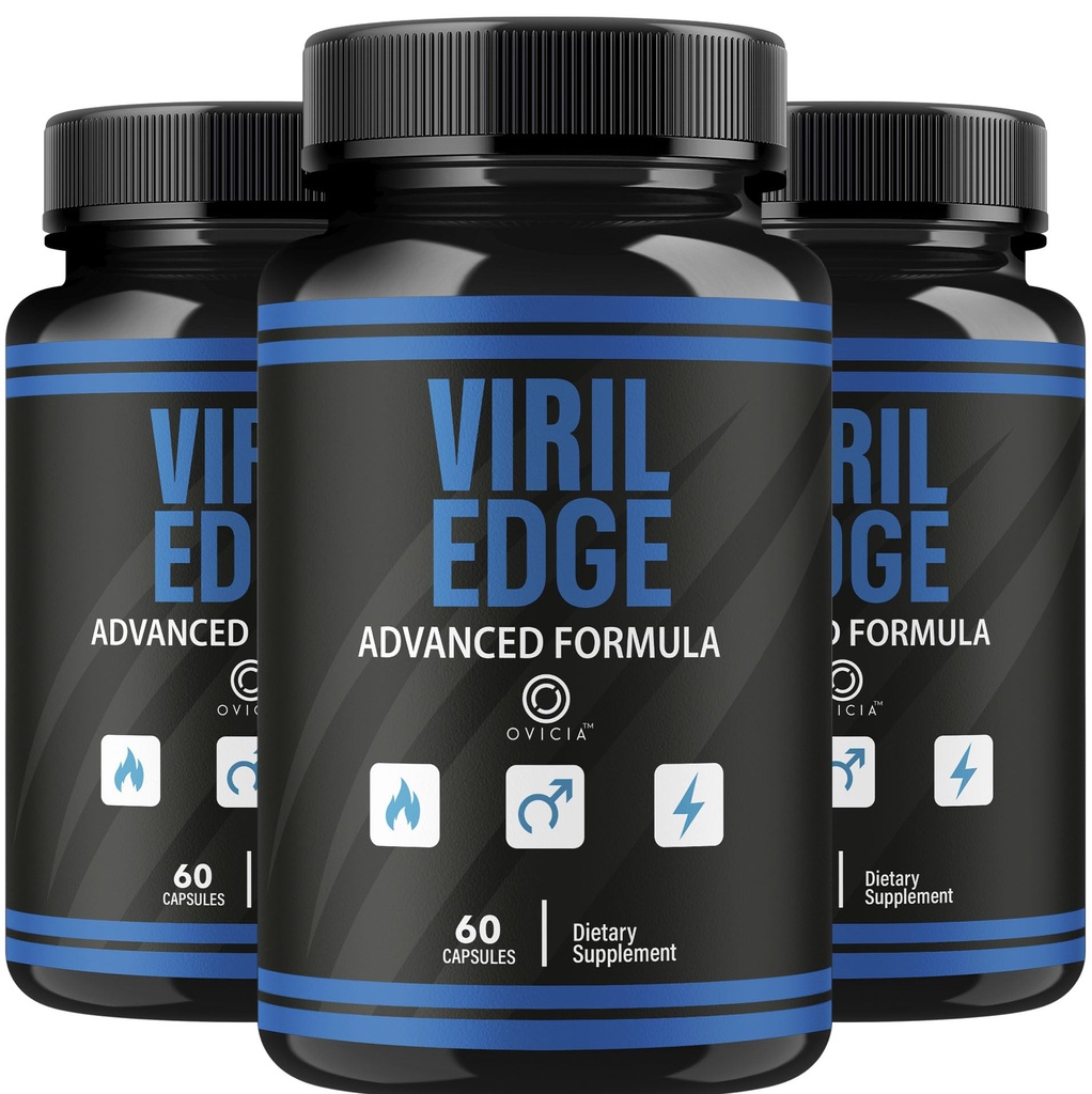 (3 Pack) Viril Edge For Men Capsules - Official VirilEdge Pills Advanced Support For Maximum Strength, All Natural Ingredients Premium Vitamins For Overall Health & Wellness, 180 Capsules For 3 Months