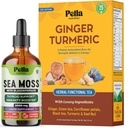 Pella Nutrition Sea Moss Drops with Bladderwrack (Strawberry Lime, 60mL) & Ginger Turmeric with Black and Green Tea (25 Tea Bags) – Vegan, Non-GMO, Gluten-Free – Supports Digestion, Balance & Wellness