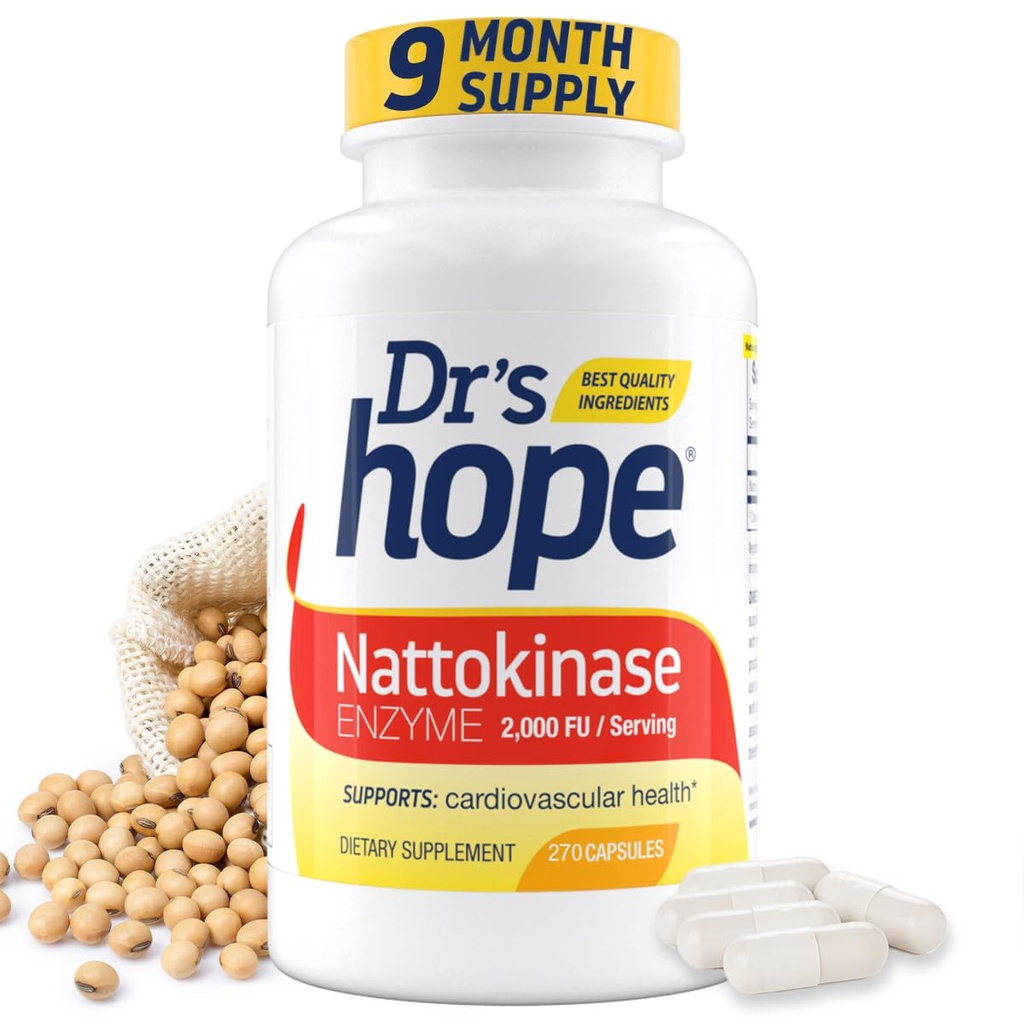 Nattokinase Supplement 2000 FU | Supports Cardiovascular Health and Healthy Blood Circulation - Made in USA Backed by 30+ - Kosher & cGMP Certified, Non-GMO - 9 Month Supply