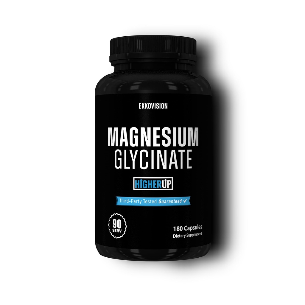 Ekkovision Magnesium Glycinate by Ekko x HigherUp, Highly Bioavailable Magnesium Supplement for Men & Women with Glycine for Relaxation, Sleep and Overall Wellness, Gentle on Stomach, 90 Capsules
