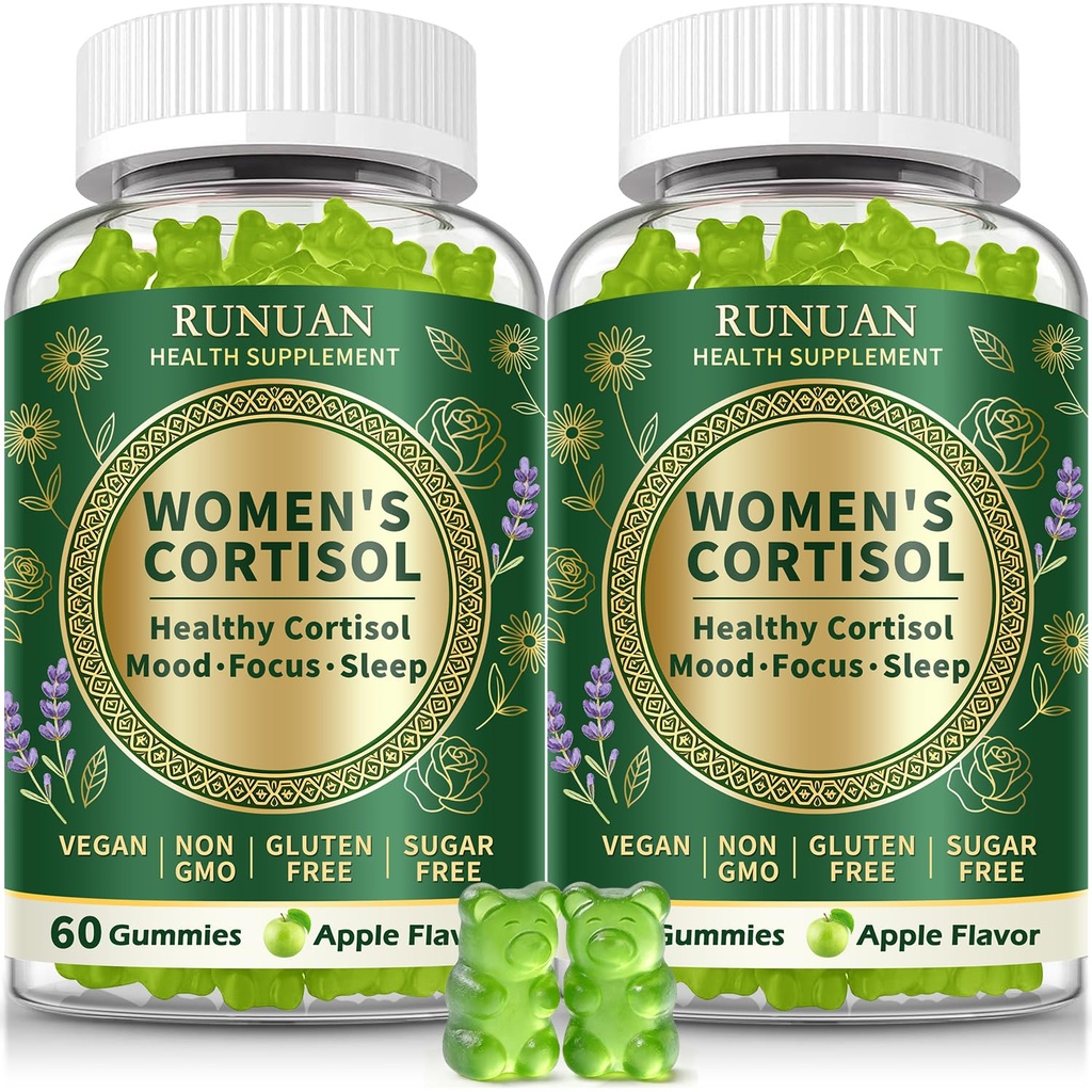 Cortisol Reducer Gummies for Women Men – 2Pack (120 Gummies) – Healthy Cortisol Supplement for Stress Anxiety Support,Calm Mood Relaxation,Sleep,Natural Energy Focus, Adrenal Balance, Vegan Sugar Free