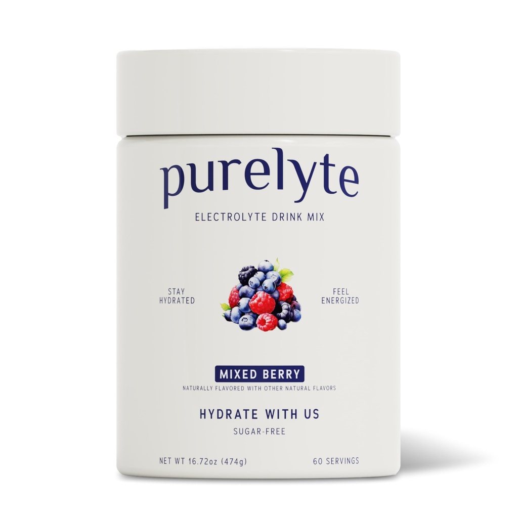 Electrolyte Powder Drink Mix – Sugar-Free, Naturally Flavored Hydration Powder with 5 Key Electrolytes & Trace Minerals – Keto, Vegan & Gluten-Free, 60 Servings, Mixed Berry