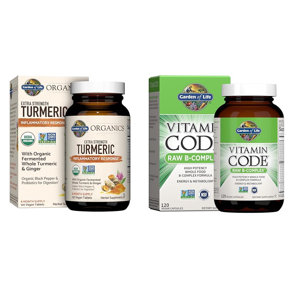 Garden of Life Turmeric Inflammatory Response 120 Tablets & Vitamin B Complex 120 Vegan Capsules