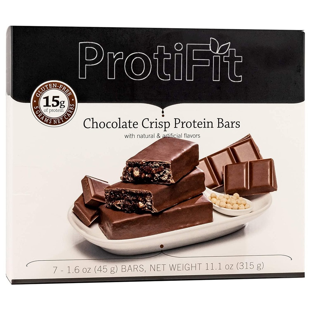 Proti Fit Protein Bar - Chocolate Crisp Bar - 15g - Low Carb - Low Calorie - Weight Loss Snack Bar for Healthy Diets, Hunger Control, Appetite Suppressant,7 Count (1.6 OZ NET Weight 11.1 OZ)