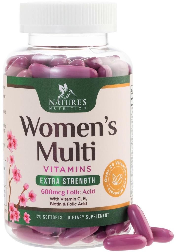 Multivitamin for Women - Complete Daily Womens Multivitamins with Calcium, Folic Acid, Vitamin A, C, D, E, & B Vitamins, Zinc and Iron - Vitamins for Bone, Energy & Immune Support - 120 Softgels
