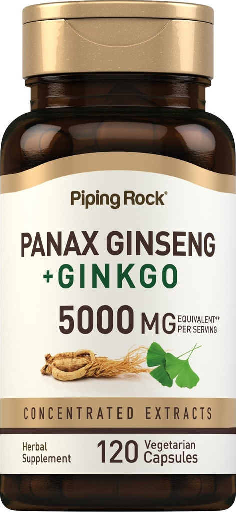 Piping Rock Panax Ginseng & Ginkgo Biloba Supplement 