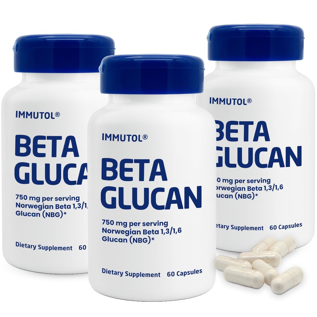 Immutol Immune Support Supplement with 750mg of Beta Glucan 1,3 1,6 - Natural Ingredients, High Potency to Boost Immunity and Overall Wellness, 60 Capsules (180)