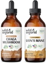 Wild & Organic Chaga Mushroom Tinctuur 4 fl oz & Lion's Mane Mushroom Tinctuur 4 fl oz