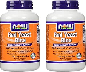 NOW Foods 600mg Red Gist Rice & 30mg Coq10, 120 caps (verpakking van 2)