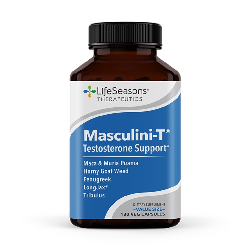 LifeSeasons Masculini-T - Testosteron Ondersteuning Supplement - Verbetert de geestelijke en fysieke aspecten van seksuele en atletische prestaties - Ondersteunt de normale erectiele functie - Verbeter Libido - 180 capsules