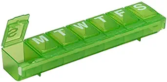 EZY DOSE Weekly (7-Dag) Dagelijkse pil Container, Medicine Planner, Vitamine Organizer, Grote Vergrendeling Compartments Veilige Prescriptie Medicatie en voorkomen dat per ongeluk morsen, Kleur mei Vary, BPA vrij
