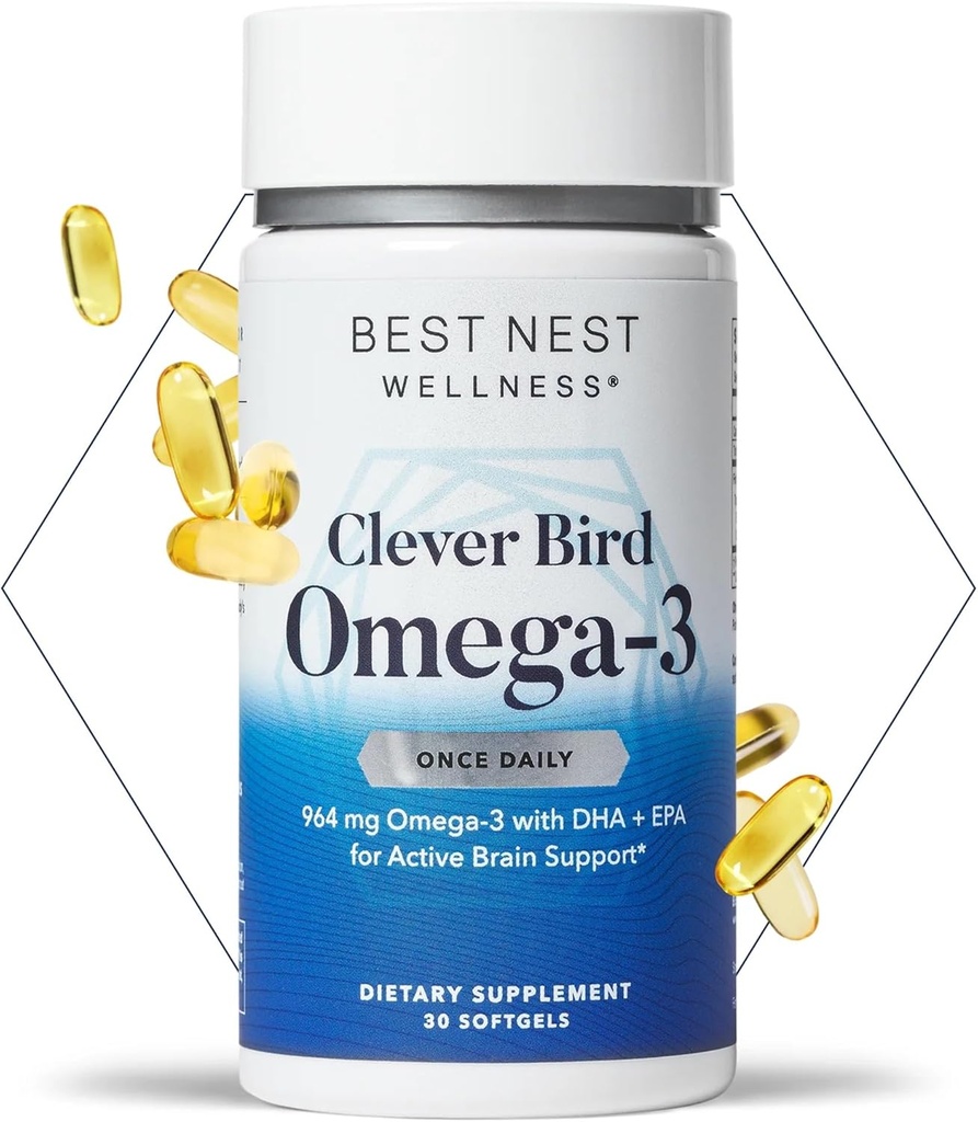 Best Nest Wellness Omega-3 Softgels - Fish Oil Supplement ondersteunt hersenen gezondheid - voedingsondersteuning voor moeders - EPA & DHA supplement Aids Immune System Health - 30 Softgels