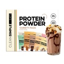 Clean Simple Eats Whey Isolate Protein Powder, Variety Pack, Naturally Sweetened, Zero Added Sugar, 20g 100% GrassFed Protein Powder with Digestive Enzymes, GlutenFree, Non GMO, 10 Single Serve Pack