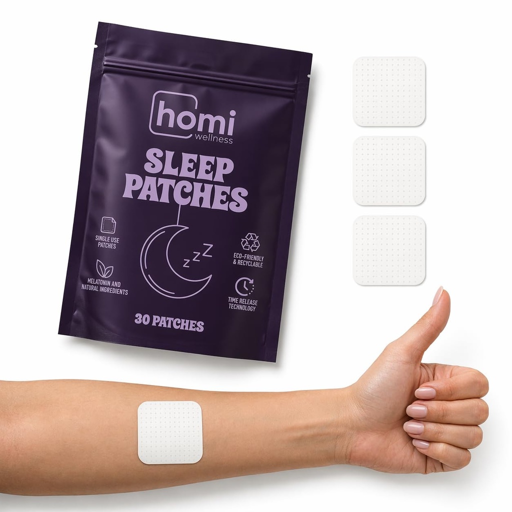 Sleep Patches | Melatonin 5mg + Magnesium Glycinate | Transdermal Sleep Support Patch | 8–12 Hour Time-Release | L-Theanine GABA Valerian Root 5-HTP | 30 Night Supply