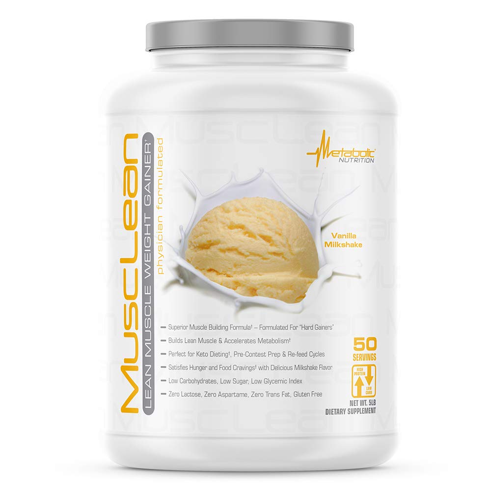 Metabolische Voeding - Musclean - Milkshake, Wei Hoog Proteïne Maaltijd Vervanging, Onderhoud Voeding, Low Carb, Keto Diet, Digestieve Enzymen, Vanille, 5 Pond (50 ser)
