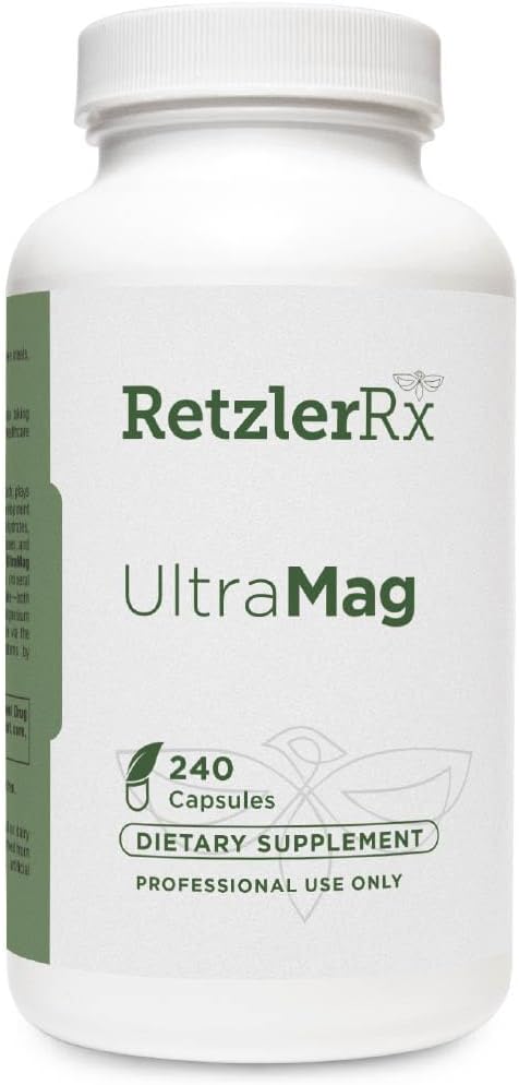 RetzlerRx UltraMag 125 Magnesium Glycinate Supplement - 240 Capsules met gepatenteerde TRAACS voor verbeterde absorptie - Ondersteunt cardiovasculaire gezondheid, spierfunctie, botgezondheid en sterkte