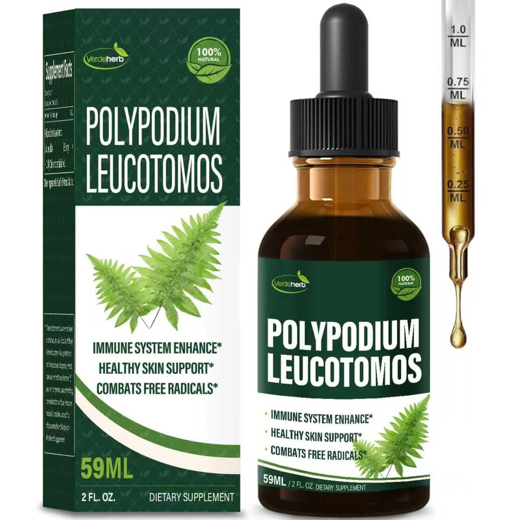 Polypodium leucotomos (Kalawalla Root) Immune Support Drops, Natural Kalawalla Herb Extract Immunity Boost Supplement voor verbetert huidgezondheid. Calaguala para Proteger la Piel. 2oz