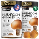Paddestoelen Gummies 5000 Mg 120 Stuks (2 Pack) - Lion's Mane en 9 Adaptogene Paddenstoelen Blend - Ashwagandha, L-Theanine - Paddestoelen Gummies for Energy, Immunity, Focus, Brain Boost - Geen suiker en GGO