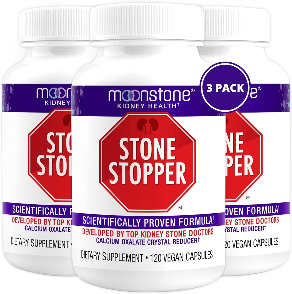 Stone Stopper Capsules, Niersteen Preventie, Calcium Oxalaat Beschermer, Alkalische Citrate Ondersteuning Supplement, Ontwikkeld door Urologen ter ondersteuning van de niergezondheid, 90 dagen levering (360 aantal)