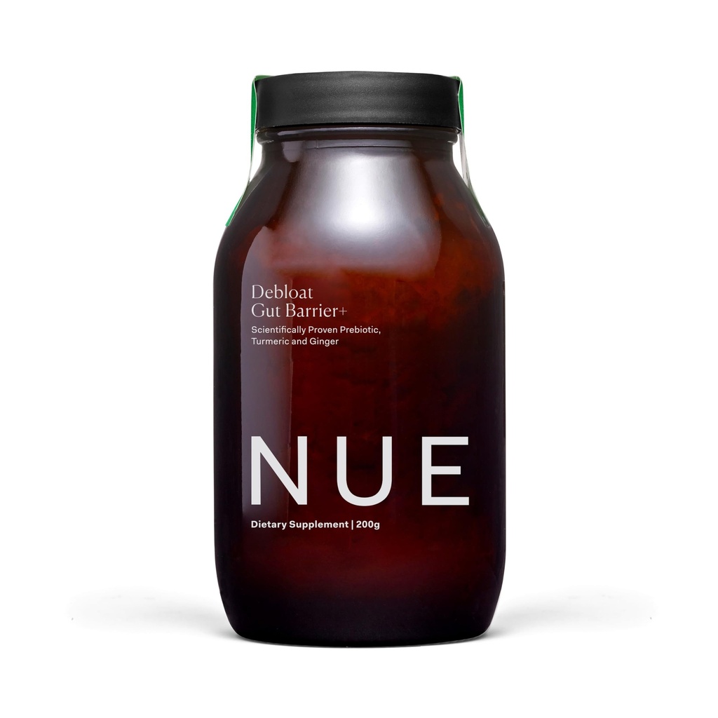 The Nue Co. Debloat Gut Barrier+ - Prebiotic Dietary Supplement with Turmeric & Ginger - Vegan & Non GMO Debloating Powder - Supports Digestion, Reduces Bloating & Promotes Healthy Gut Function | 200g