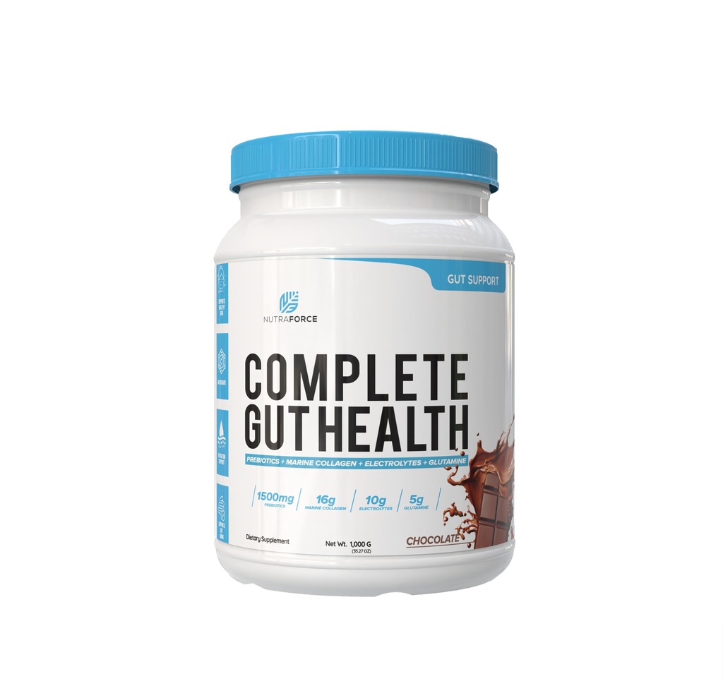 NutraForce Complete Gut Health Powder – Prebiotic Fiber & Marine Collagen Supplement with L‑Glutamine & Coconut Electrolytes, upports Gut Lining, Digestion, Immune & Skin Health, 2.2 lb (1 kg)