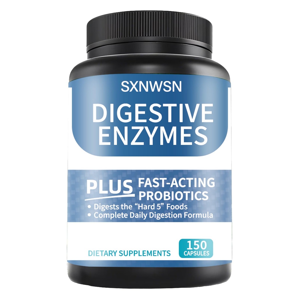 Digestive Enzymes with Bromelain for Gut Health, Digestive Supplement with Prebiotics & Probiotics - Helps Nutrient Absorption & Promotes Digestion | 150 Vegan Capsules
