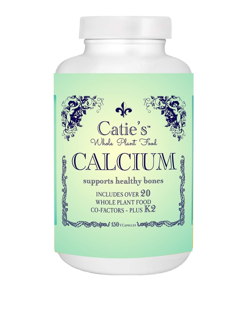 Catie's Whole Plant Food Calcium - Whole, Plant Foods Rich in Calcium, Magnesium, Vitamin D + K2, Boron, Lysine, Zinc... 30 Days, 150 Caps. NO Gluten, Dairy, Soy, GMO. Raw, Vegan + Vegetarian.