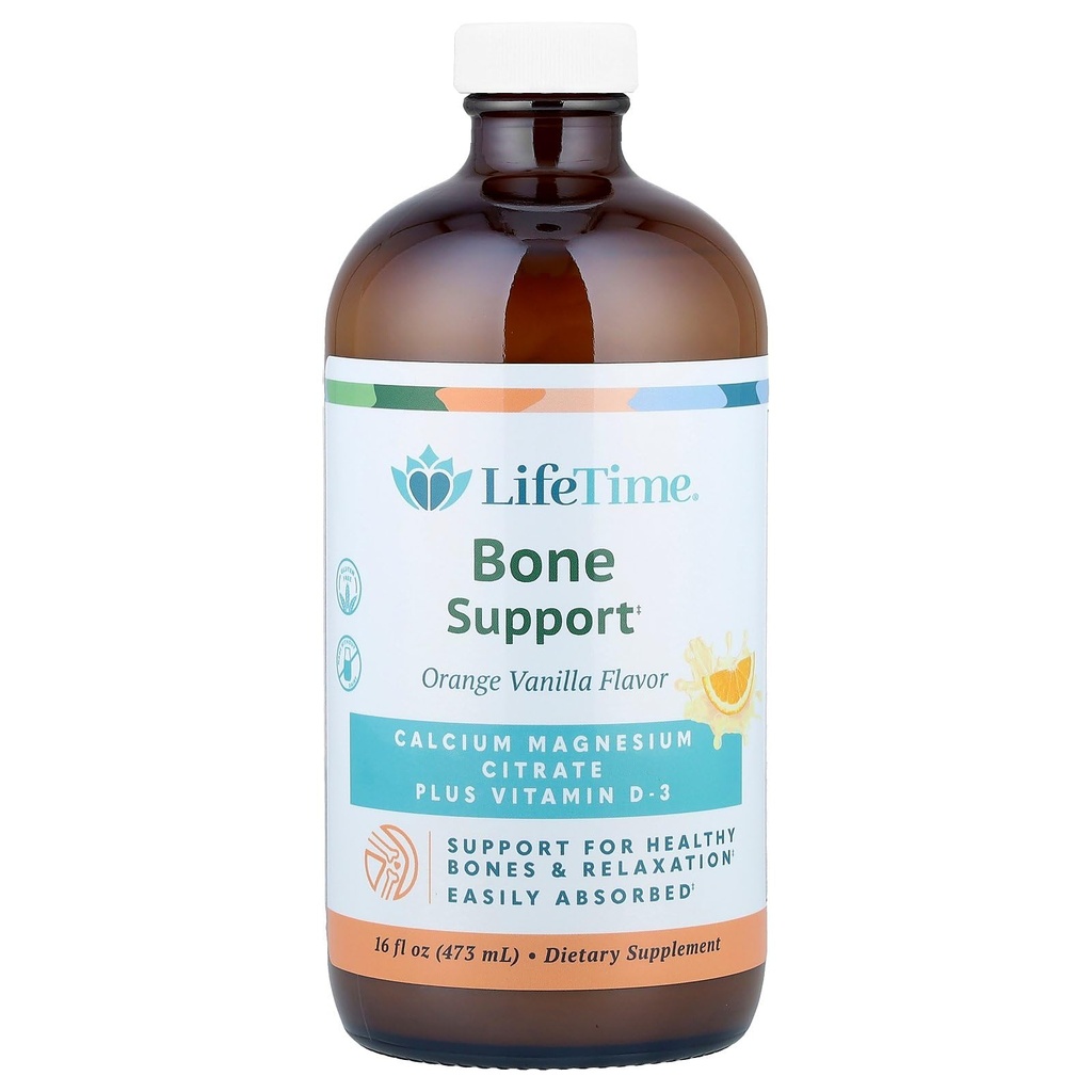 Dynamic Health VitaLiquids Bone Support - Calcium Magnesium Supplement with Vitamin D - Supports Strong Bones with Calcium Citrate, Vitamin D3 - Orange Vanilla Flavor - Gluten Free, 32 Servings, 16oz
