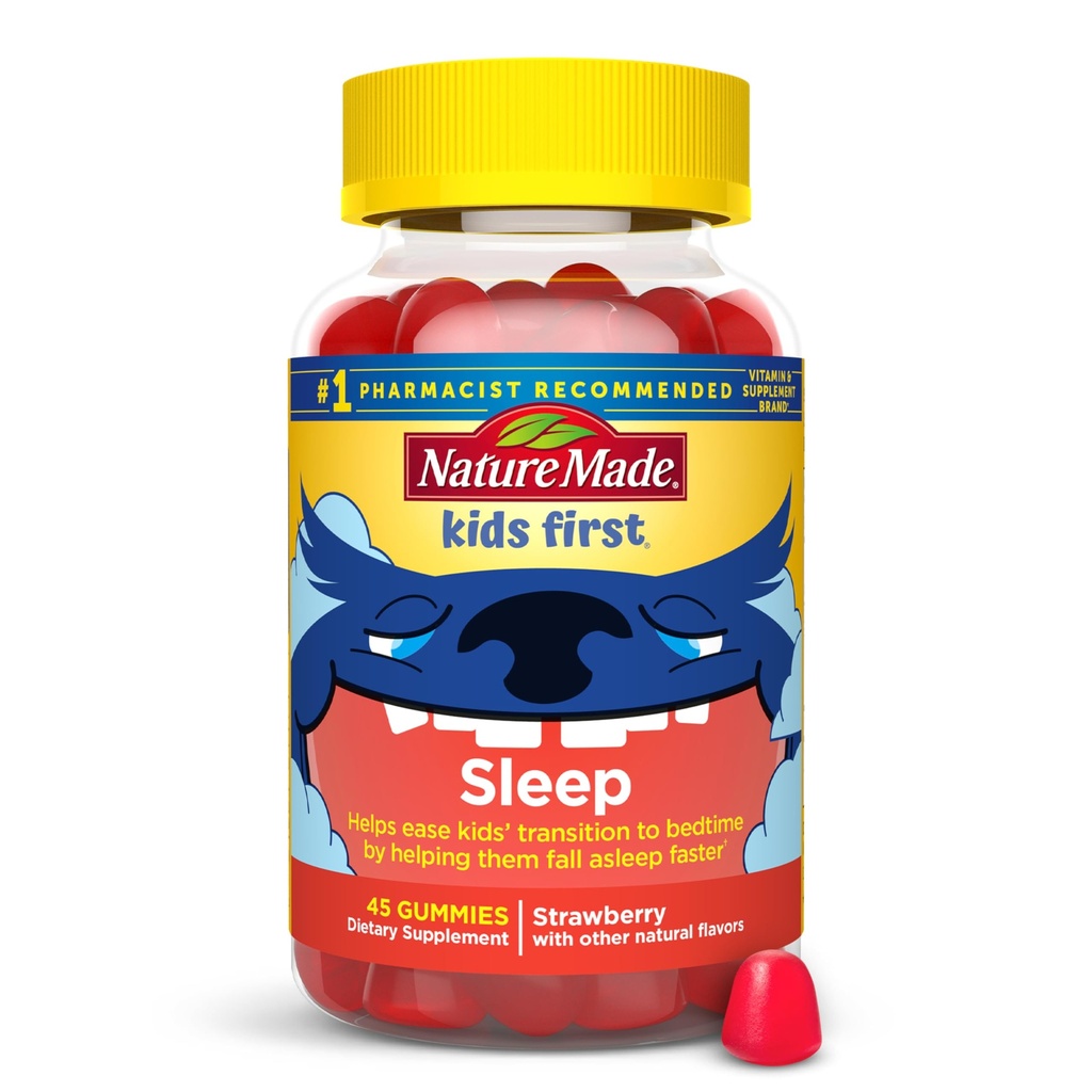 Nature Made Kids First Sleep Melatonine Gummies, 100% Drug-Free Slaaphulp, Kinderen Slapen Gummies voor Rustige Slaap, 45 Tellen