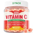 2 Pack - Organic Vitamin C Gummies 120mg for Adults, Sugar Free, Daily Immune Defense, Raw Antioxidant, 100% Whole Food Chewable Vitamin C Supplement from 1200mg Berries & Fruits for Collagen, Vegan