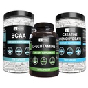 PURE ORIGINAL INGREDIENTS Creatine Monohydrate, BCAA, & L-Glutamine Capsules Bundle, No Fillers, Always Pure