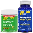 NATUURLIJKE STAKKEN Mood Magnesium Citrate Gummies + Serotonine Brain Food Bundle - Positieve Mood & Stress Ondersteuning - 90 stuks