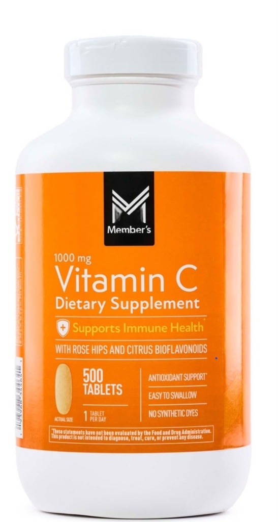 Vitamin C 1000mg with Citrus Bioflavonoids & Rose HIPS – Immune Support Antioxidant Supplement – 500 Tablets – High Potency Ascorbic Acid Formula for Daily Health