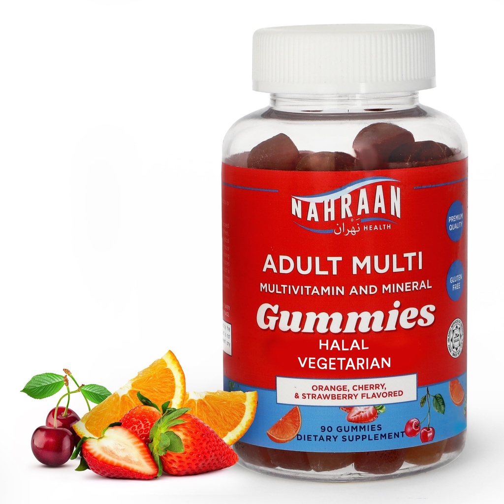 Halal Vitaminen voor volwassenen - Halal Multivitaminen voor vrouwen en mannen - Vitamine A, C, D, E, B6, B12 - Vegetarisch, Halal Gummies - 90 Tel.