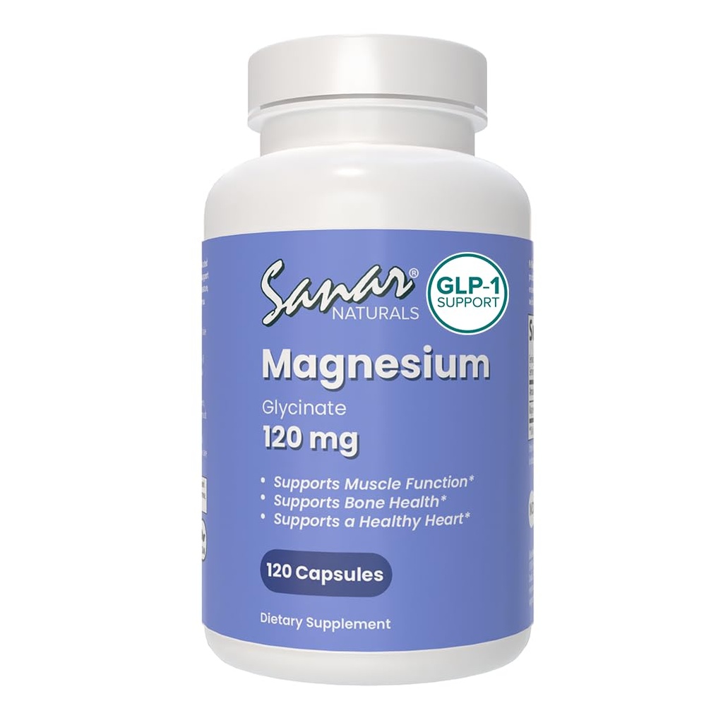 Sanar Naturals Magnesium Glycinate - Supports Sleep, Muscle Health, and Energy Management - Non-GMO, Gluten Free, Magnesium Supplement,120 Capsules