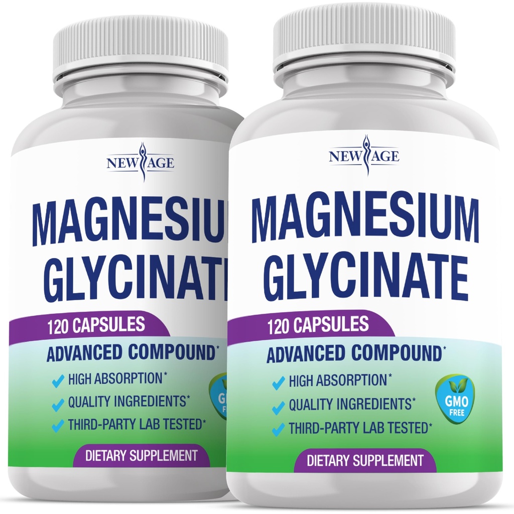 Magnesium Glycinate 500mg | 90mg Elemental Magnesium Supplement- High Absorption, Non Buffered, Non-GMO & No Gluten - Muscle & Bone Health - 240 Vegan Capsules