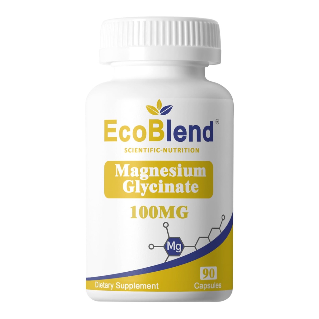 Magnesium Glycinate 100mg per Capsule - High Absorption Chelated Magnesium for Sleep, Muscle Relaxation & Stress Relief - 90 Vegan Capsules