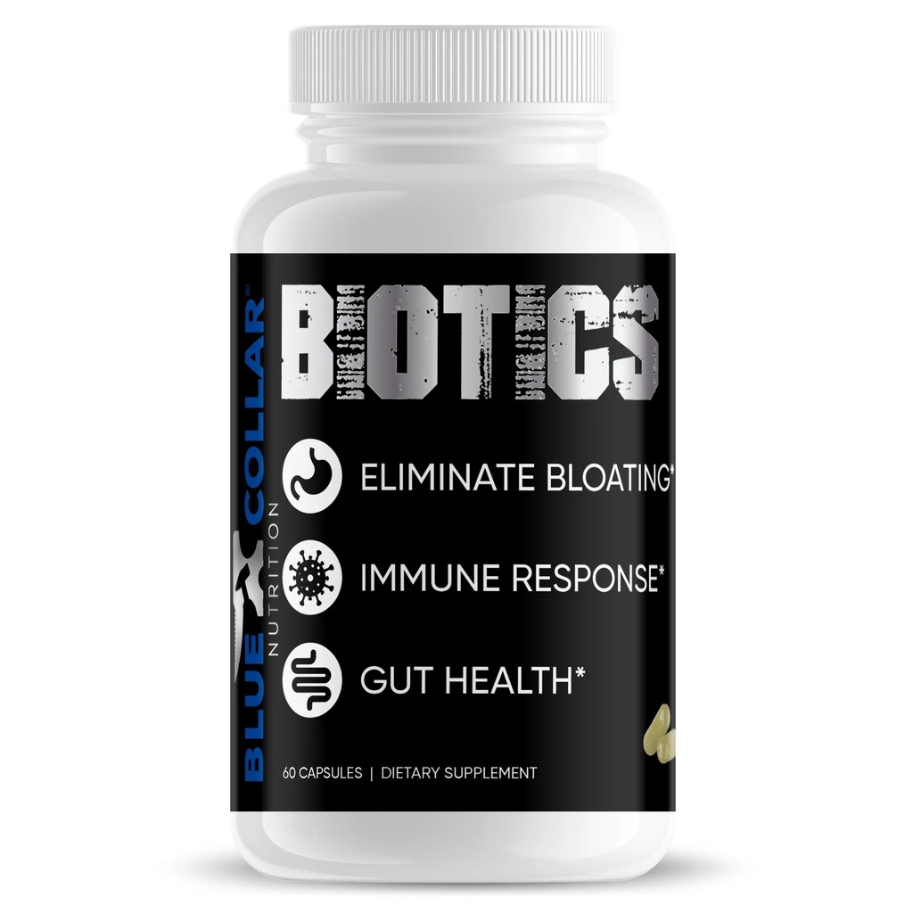 BLUE COLLAR NUTRITION Biotics - 40 Billion CFU – 60 Capsules - Probiotics for Gut Health and Digestion