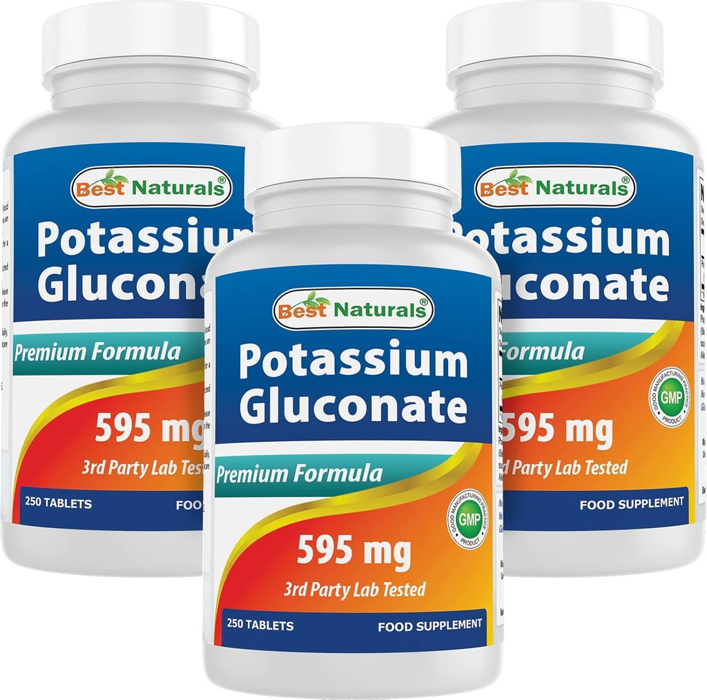 Best Naturals Kalium Gluconaat 595 mg 250 tabletten (250 telling (verpakking 3))